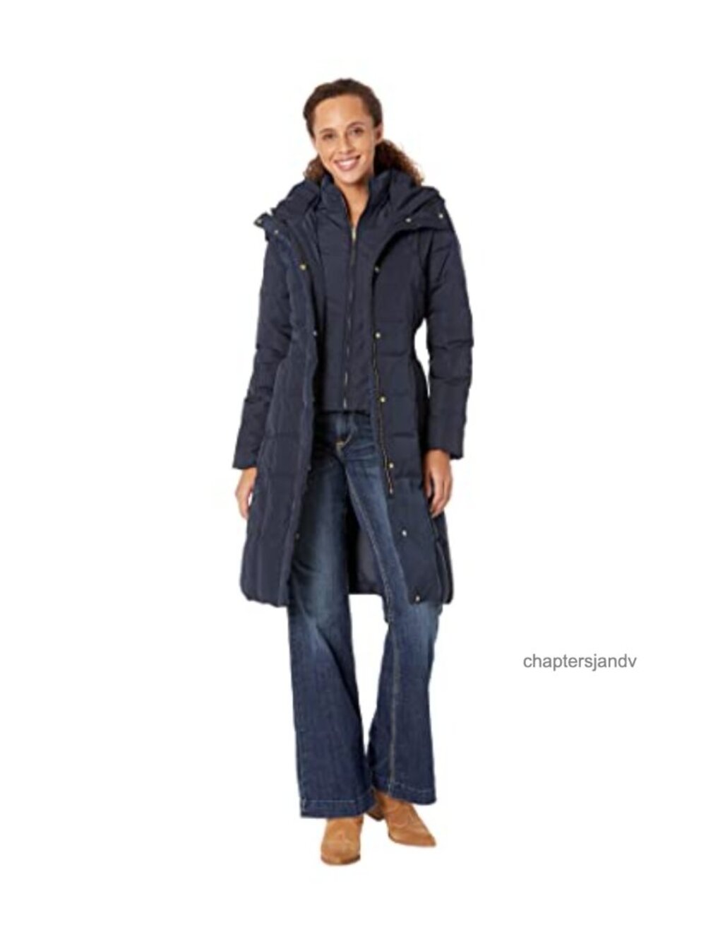 Long Quilted Puffer Coat Down Jacket Hooded Winter Knee Length